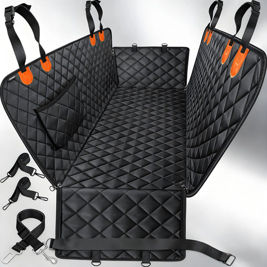 Dog Car Seat Cover with Side Flaps - Waterproof & Wearproof, Multi-Mode Convertible for Cats & Dogs